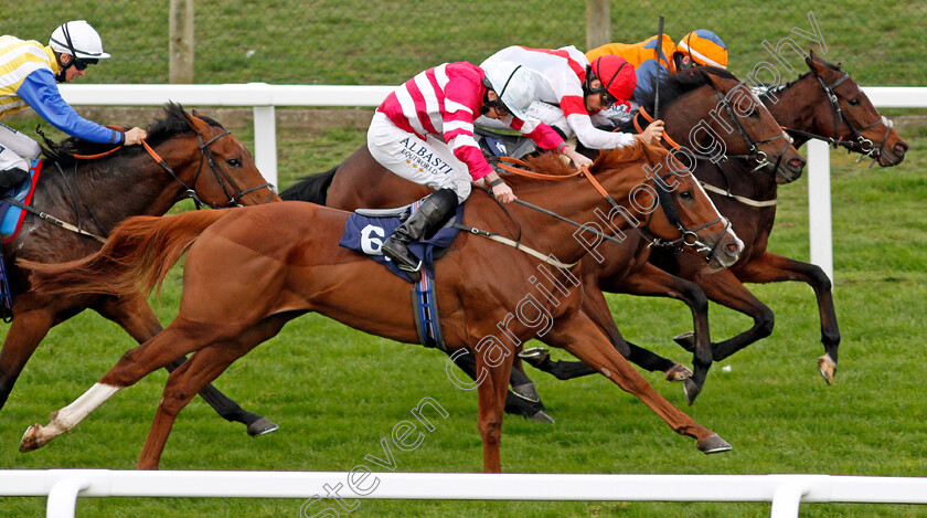 Alborkan-0004 
 ALBORKAN (centre, George Wood) beats CASA LOUPI (nearside) and ARTHUR'S COURT (farside) in The Follow At The Races On Twitter Handicap Div2
Yarmouth 20 Oct 2020 - Pic Steven Cargill / Racingfotos.com