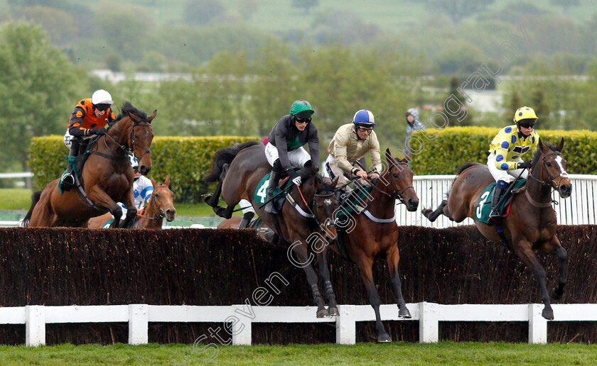 Hazel-Hill-0002 
 HAZEL HILL (2nd right, Alex Edwards) beats CARYTO DES BROSSES (2nd left) and VIRAK (right) in The Timico Mixed Open Gold Cup Final Hunters Chase
Cheltenham 3 May 2019 - Pic Steven Cargill / Racingfotos.com