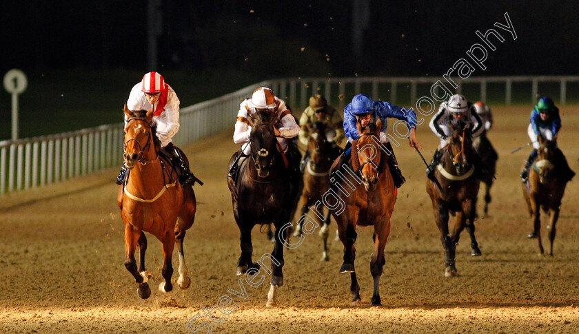 Media-Storm-0004 
 MEDIA STORM (left, Ben Curtis) beats DARK SCIMITAR (centre) and DISCOVERY ISLAND (right) in The Betway Novice Stakes
Wolverhampton 21 Feb 2020 - Pic Steven Cargill / Racingfotos.com