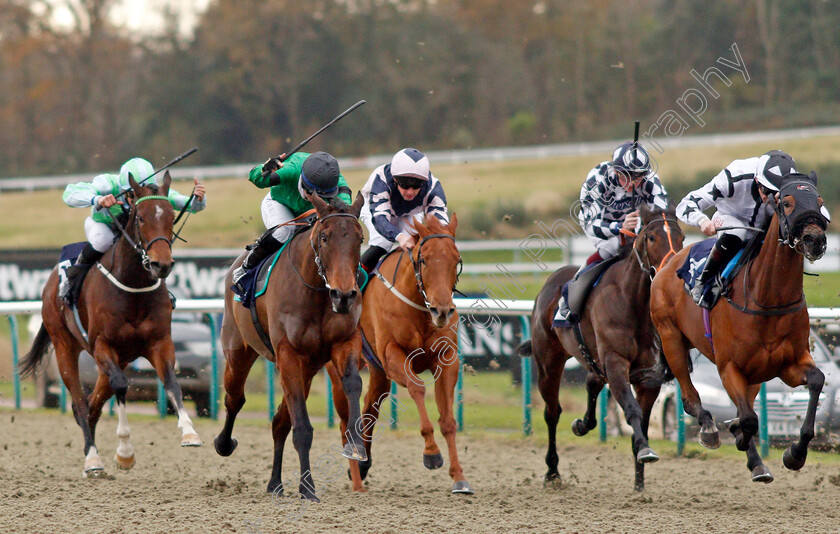 Amber-Island-0003 
 AMBER ISLAND (2nd left, Laura Pearson) beats UNIQUE CUT (right) in The Play Coral Racing Super Series For Free EBF Fillies Handicap
Lingfield 1 Dec 2021 - Pic Steven Cargill / Racingfotos.com