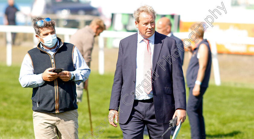 Yarmouth-Abandonment-0005 
 RICHARD ALDOUS, clerk of the course at Yarmouth Racecourse, on the track before racing is abandoned after 3 races
Yarmouth 3 Aug 2020 - Pic Steven Cargill / Racingfotos.com