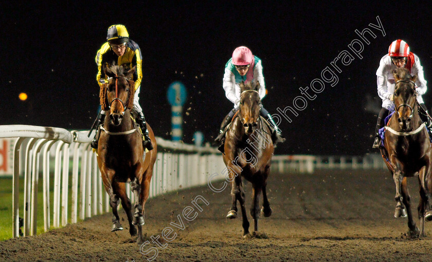 Irish-Acclaim-0004 
 IRISH ACCLAIM (Liam Keniry) beats CLAUDIUS SECUNDUS (right) and RONDO (centre) in The 32Red On The App Store Maiden Stakes Div2
Kempton 19 Feb 2020 - Pic Steven Cargill / Racingfotos.com