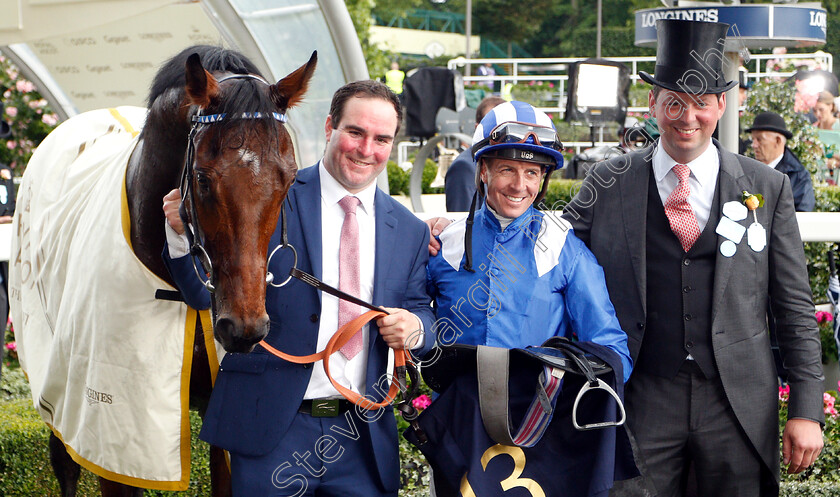 Afaak-0011 
 AFAAK (Jim Crowley) and Charles Hills after The Royal Hunt Cup
Royal Ascot 19 Jun 2019 - Pic Steven Cargill / Racingfotos.com