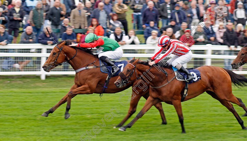 Thunder-Star-0002 
 THUNDER STAR (Lewis Edmunds) beats GEMINI STAR (right) in The Stephenson Smart Accountants To Bet On Handicap
Yarmouth 19 Sep 2023 - Pic Steven Cargill / Racingfotos.com