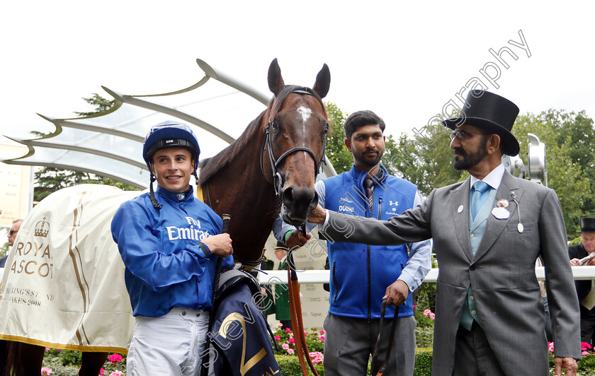 Blue-Point-0014 
 BLUE POINT (William Buick) and Sheikh Mohammed after The King's Stand Stakes
Royal Ascot 19 Jun 2018 - Pic Steven Cargill / Racingfotos.com