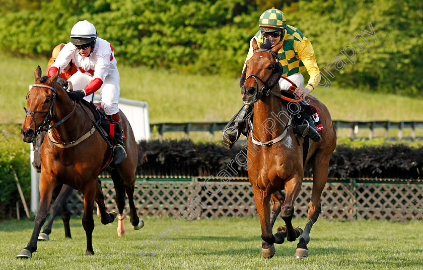 Zanjabeel-0008 
 ZANJABEEL (left, Ross Geraghty) beats MODEM (right) in The Calvin Houghland Iroquois Hurdle Grade 1, Percy Warner Park, Nashville 12 May 2018 - Pic Steven Cargill / Racingfotos.com