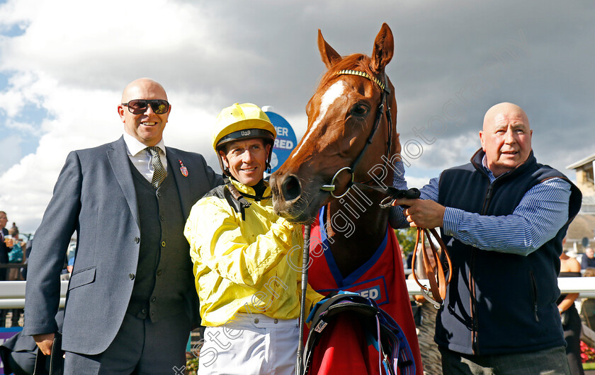 Nakheel-0011 
 NAKHEEL (Jim Crowley) with Owen Burrows after The Betfred Park Hill Stakes
Doncaster 12 Sep 2024 - Pic Steven Cargill / Racingfotos.com