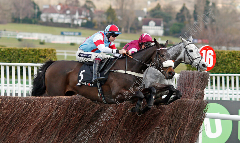 Saint-Calvados-0001 
 SAINT CALVADOS (nearside, Aidan Coleman) Cheltenham 13 Mar 2018 - Pic Steven Cargill / Racingfotos.com