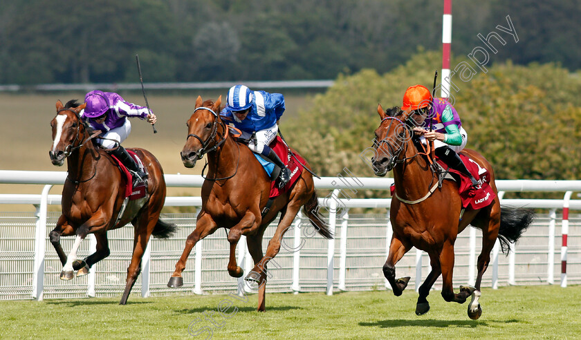 Lady-Bowthorpe-0002 
 LADY BOWTHORPE (right, Kieran Shoemark) beats ZEYAADAH (centre) and JOAN OF ARC (left) in The Qatar Nassau Stakes
Goodwood 29 Jul 2021 - Pic Steven Cargill / Racingfotos.com