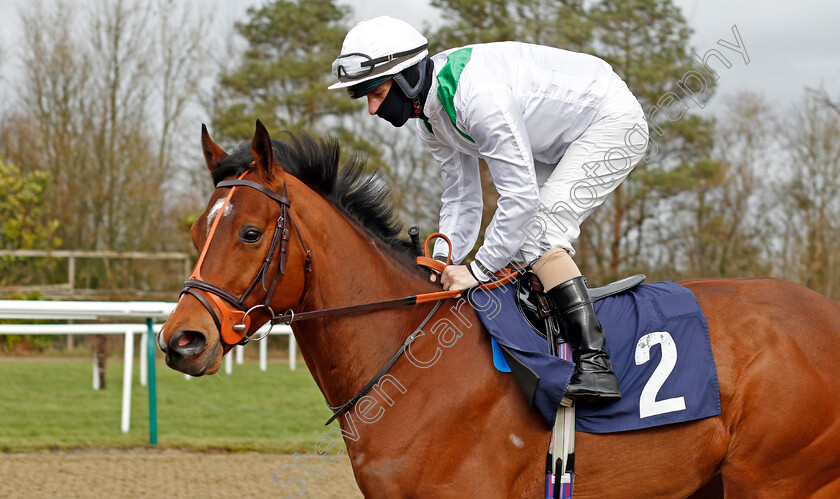 Heaven-Forfend-0001 
 HEAVEN FORFEND (Richard Kingscote) winner of The Bombardier March To Your Own Drum Novice Stakes
Lingfield 19 Feb 2021 - Pic Steven Cargill / Racingfotos.com