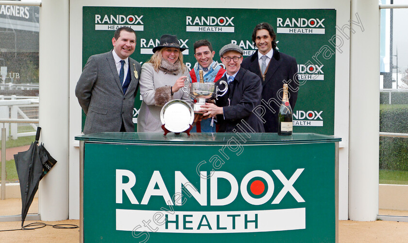 Saint-Calvados-0006 
 Presentation to Kate Brooks, Harry Whittington and Gavin Sheehan for The Randox Health Handicap Chase won by SAINT CALVADOS
Cheltenham 26 Oct 2019 - Pic Steven Cargill / Racingfotos.com