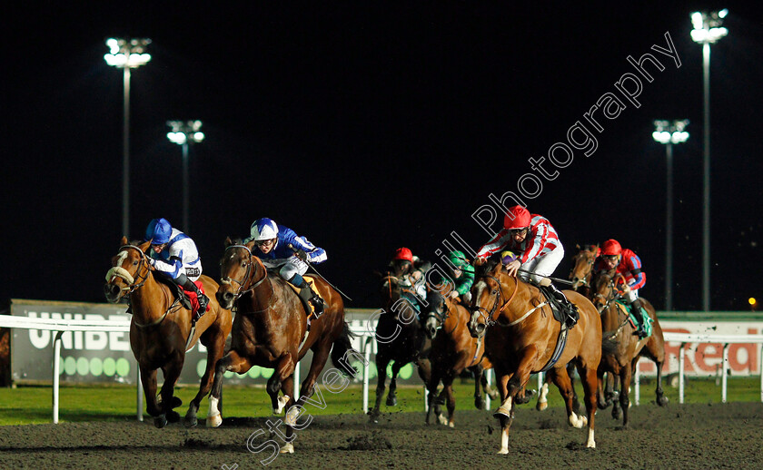 Melody-Of-Life-0002 
 MELODY OF LIFE (2nd left, David Probert) beats VIVENCY (left) and LOYAL HAVANA (right) in The Unibet Casino Deposit £10 Get £40 Bonus Novice Stakes Div2
Kempton 13 Jan 2021 - Pic Steven Cargill / Racingfotos.com