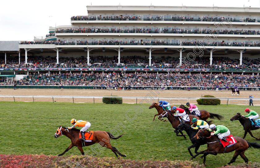 Line-Of-Duty-0003 
 LINE OF DUTY (blue, William Buick) beats UNCLE BENNY (red) and SOMELIKEITHOTBROWN (orange) in The Breeders' Cup Juvenile Turf
Churchill Downs 2 Nov 2018 - Pic Steven Cargill / Racingfotos.com