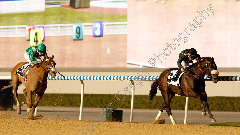 Claim-The-Roses-0001 
 CLAIM THE ROSES (Mickael Barzalona) wins The BGA Billets Trophy Handicap Meydan 25 Jan 2018 - Pic Steven Cargill / Racingfotos.com