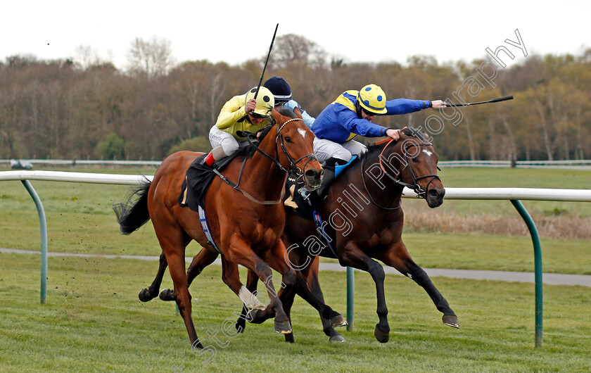 Astro-King-0003 
 ASTRO KING (right, Richard Kingscote) beats FINEST SOUND (left) in The Download The Mansionbet App Handicap
Nottingham 7 Apr 2021 - Pic Steven Cargill / Racingfotos.com