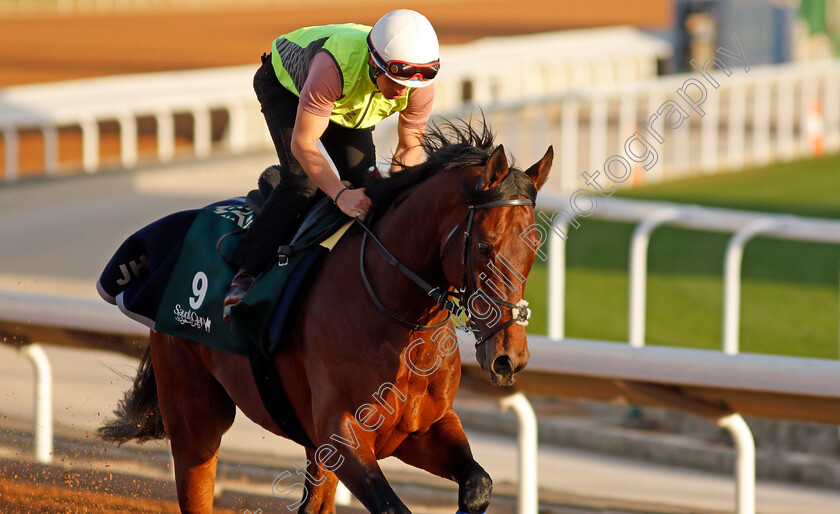 Mishriff-0009 
 MISHRIFF training for The Saudi Cup
King Abdulaziz Racetrack, Riyadh, Saudi Arabia 23 Feb 2022 - Pic Steven Cargill / Racingfotos.com