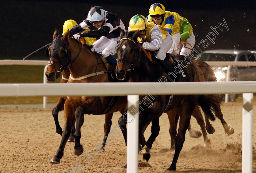 Call-Out-Loud-0002 
 CALL OUT LOUD (left, Alistair Rawlinson) beats HUMAN NATURE (right) in The Bet toteplacepot At betfred.com Apprentice Handicap Chelmsford 1 Dec 2017 - Pic Steven Cargill / Racingfotos.com