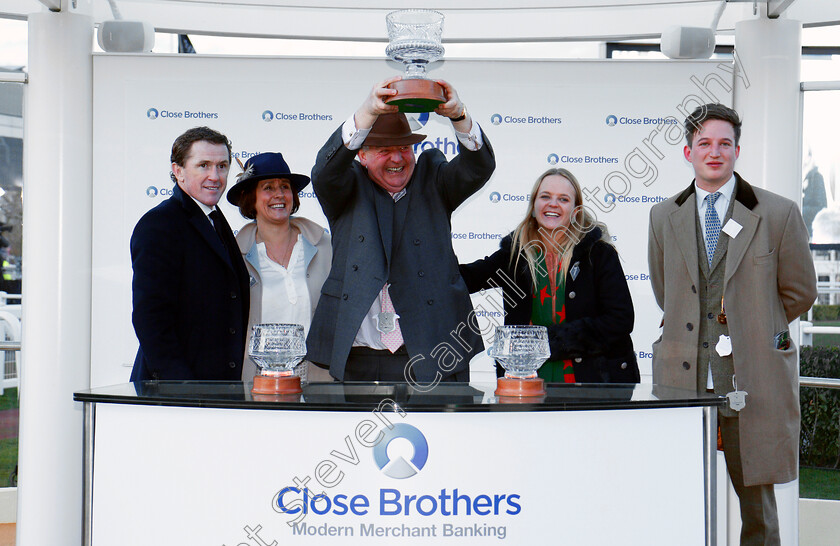 Mister-Whitaker-0007 
 Presentation by A P McCoy to Tim Radford for The Close Brothers Novices Handicap Chase won by MISTER WHITAKER Cheltenham 13 Mar 2018 - Pic Steven Cargill / Racingfotos.com