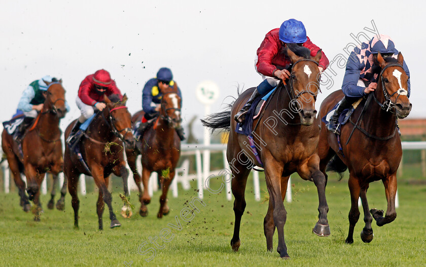 Random-Harvest-0006 
 RANDOM HARVEST (William Buick) beats DANCING TO WIN (right) in The British Stallion Studs EBF Fillies Novice Stakes
Yarmouth 20 Oct 2020 - Pic Steven Cargill / Racingfotos.com