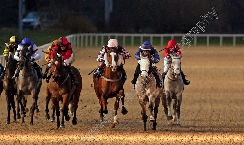 Heptathlete-0002 
 HEPTATHLETE (right, Benoit de la Sayette) beats GONZAGA (centre) in The Bombardier March To Your Own Drum Apprentice Handicap
Wolverhampton 11 Jan 2021 - Pic Steven Cargill / Racingfotos.com