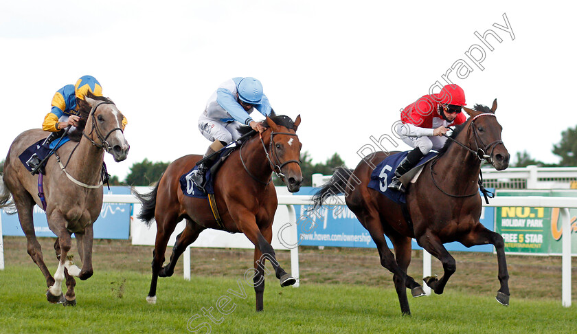 Sugauli-0002 
 SUGAULI (right, Dane O'Neill) beats TRICOLORE (centre) and ALPINE SPRINGS (left) in The Sky Sports Racing Sky 415 Novice Auction Stakes
Yarmouth 28 Jul 2020 - Pic Steven Cargill / Racingfotos.com