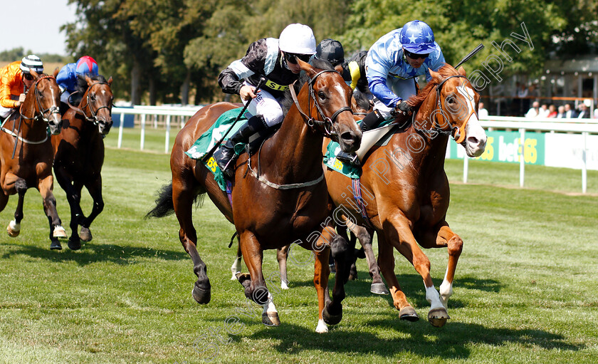 Zap-0004 
 ZAP (left, P J McDonald) beats SWIFT APPROVAL (right) in The bet365 Handicap
Newmarket 13 Jul 2018 - Pic Steven Cargill / Racingfotos.com