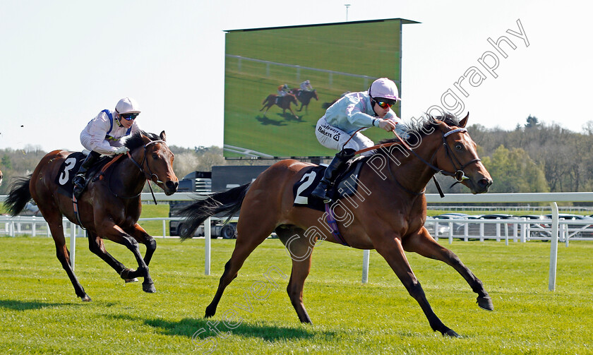 Dave-Dexter-0004 
 DAVE DEXTER (Richard Kingscote) beats GLORY FIGHTER (left) in The Dreweatts Newcomers EBF Maiden Stakes Newbury 20 Apr 2018 - Pic Steven Cargill / Racingfotos.com