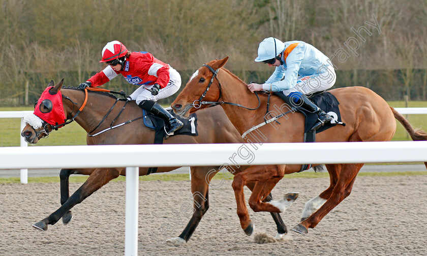 Krazy-Paving-0002 
 KRAVY PAVING (Grace McEntee) beats WATHEER (right) in The toteplacepot First Bet Of The Day Classified Stakes
Chelmsford 11 Feb 2020 - Pic Steven Cargill / Racingfotos.com