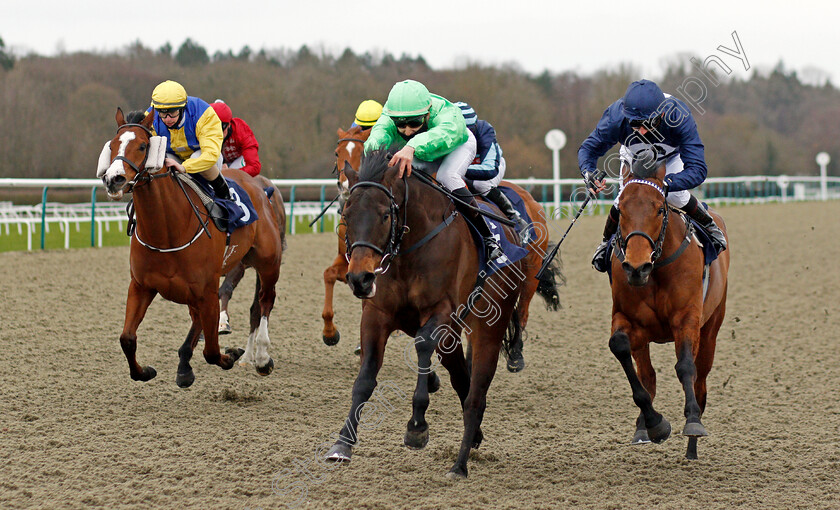 Arctic-Sea-0002 
 ARCTIC SEA (centre, Mohammed Tabti) beats SONGKRAN (right) and RENARDEAU (left) in The Betway Handicap
Lingfield 19 Feb 2021 - Pic Steven Cargill / Racingfotos.com