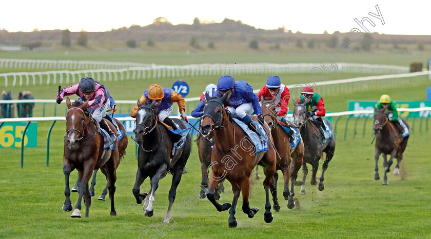 Creative-Flair-0004 
 CREATIVE FLAIR (right, William Buick) beats VIA SISTINA (left) and VILLE DE GRACE (centre) in The Newmarket Pony Academy Pride Stakes
Newmarket 7 Oct 2022 - Pic Steven Cargill / Racingfotos.com