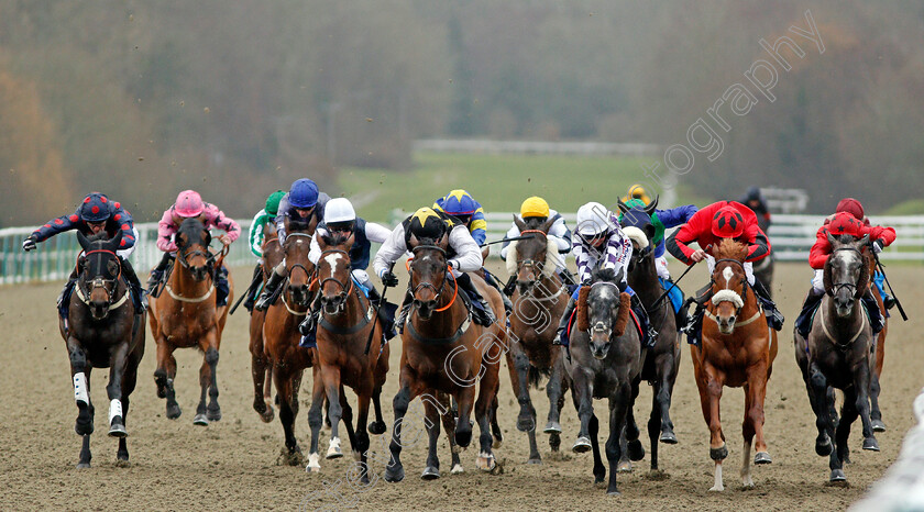 Take-Two-0002 
 TAKE TWO (centre, Martin Harley) beats MISS LIGURIA (3rd left) TOP BEAK (left) VOLPONE JELOIS (3rd right) SUFI (2nd right) and ERINYES (right) in The Betway Casino Handicap Lingfield 13 Dec 2017 - Pic Steven Cargill / Racingfotos.com