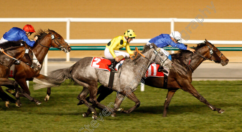 Loxley-0008 
 LOXLEY (Mickael Barzalona) beats DEFOE (left) in The Dubai City Of Gold
Meydan 7 Mar 2020 - Pic Steven Cargill / Racingfotos.com