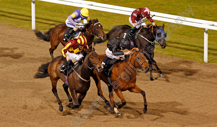 Magic-Pulse-0003 
 MAGIC PULSE (centre, Dougie Costello) beats AVON GREEN (left) in The totescoop6 Play For £2 This Saturday Nursery Chelmsford 16 Nov 2017 - Pic Steven Cargill / Racingfotos.com