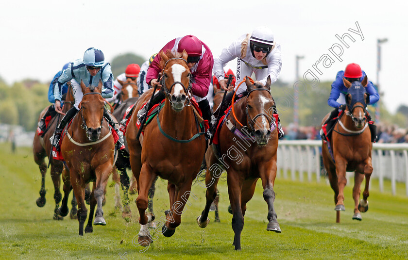 El-Astronaute-0004 
 EL ASTRONAUTE (2nd left, Jason Hart) beats DARK SHOT (right) in The Betfred Supports Jack Berry House Handicap York 17 May 2018 - Pic Steven Cargill / Racingfotos.com