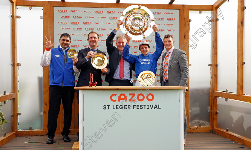 Hurricane-Lane-0022 
 Presentation to Hugh Anderson, Charlie Appleby and William Buick for The Cazoo St Leger won by HURRICANE LANE
Doncaster 11 Sep 2021 - Pic Steven Cargill / Racingfotos.com