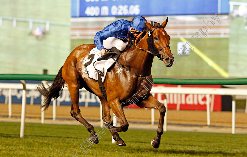 Promising-Run-0006 
 PROMISING RUN (Pat Cosgrave) wins The Cape Verdi Stakes Meydan 25 Jan 2018 - Pic Steven Cargill / Racingfotos.com