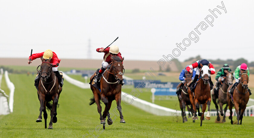 Mille-Miglia-0002 
 MILLE MIGLIA (centre, Adam Kirby) beats FIRST DANCE (left) in The Follow @mansionbet On Twitter Fillies Handicap
Newmarket 27 Aug 2021 - Pic Steven Cargill / Racingfotos.com