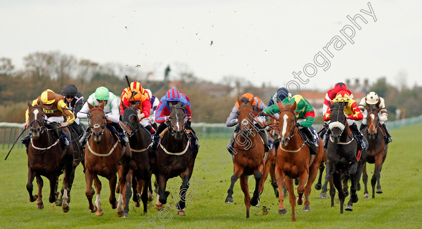 Sussex-Girl-0002 
 SUSSEX GIRL (2nd right, Nicola Currie) beats OCEANUS (3rd left) and HANNINGTON (2nd left) in The Injured Jockeys Fund Handicap Yarmouth 24 Oct 2017 - Pic Steven Cargill / Racingfotos.com