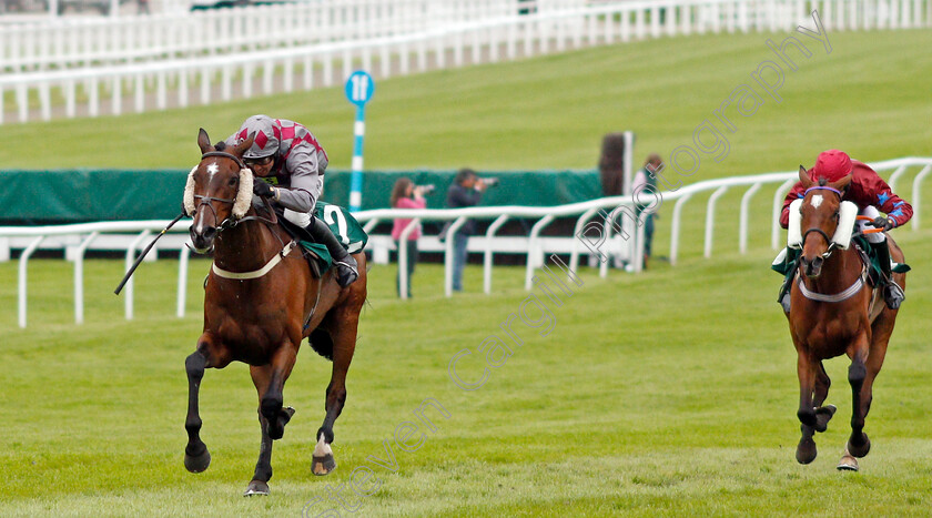 Barel-Of-Laughs-0003 
 BAREL OF LAUGHS (Alex Edwards) wins The Timico Mixed Open Gold Cup Final Hunters Chase Cheltenham 4 May 2018 - Pic Steven Cargill / Racingfotos.com