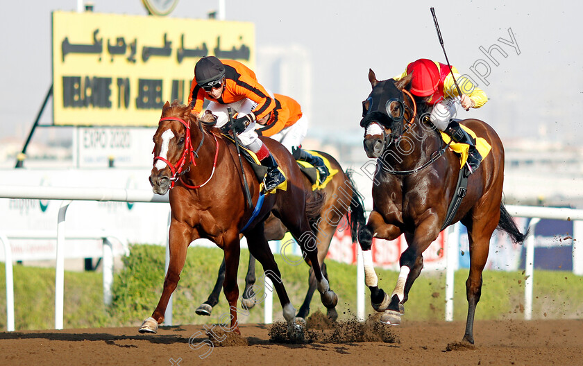 Lavaspin-0004Maiden 
 LAVASPIN (right, Richard Mullen) beats ATTA ALLA (left) in The Roma Capannelle Maiden Jebel Ali 9 Mar 2018 - Pic Steven Cargill / Racingfotos.com