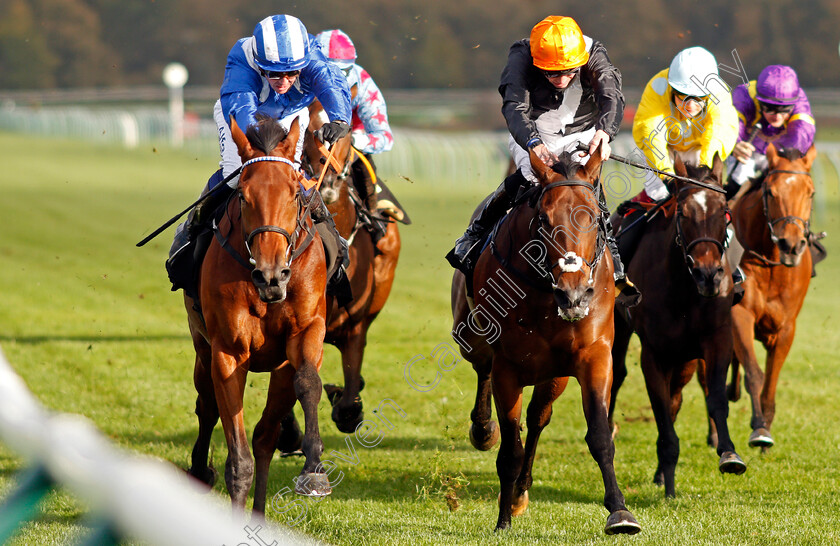 Eshaada-0008 
 ESHAADA (left, Jim Crowley) beats QUENELLE D'OR (right) in The Play 3-2-Win At Mansionbet EBF Maiden Fillies Stakes Div1
Newmarket 9 Oct 2020 - Pic Steven Cargill / Racingfotos.com