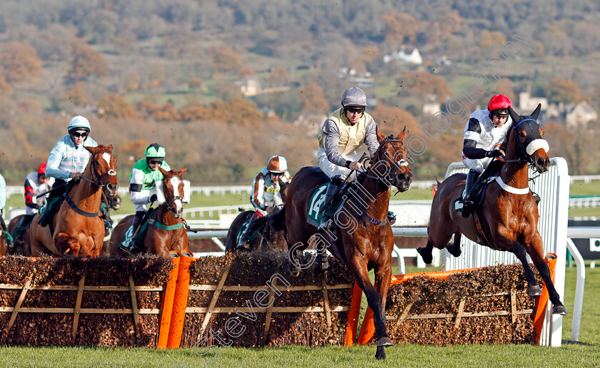 Spiritual-Man-and-Man-Look-0002 
 SPIRITUAL MAN (centre, Killian Moore) jumps with MAN LOOK (right, Will Kennedy) Cheltenham 17 Nov 2017 - Pic Steven Cargill / Racingfotos.com