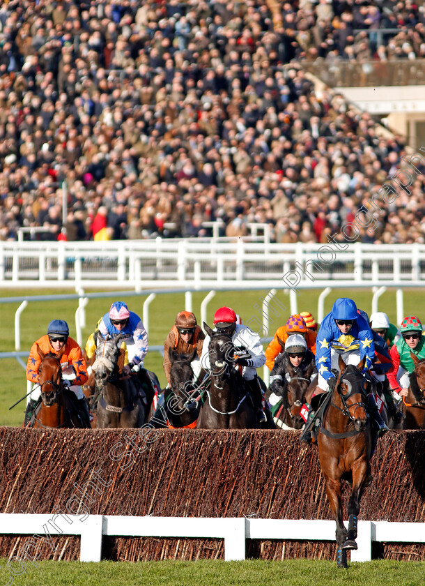 Solstice-Son-0004 
 SOLSTICE SON leads eventual winner WHAT A MOMENT (left) during The Markel Insurance Amatur Riders Handicap Chase Cheltenham 17 Nov 2017 - Pic Steven Cargill / Racingfotos.com