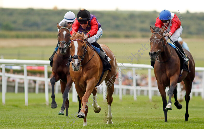 Rainbows-Edge-0004 
 RAINBOWS EDGE (Kieran Shoemark) wins The Long Shot Seltzer Spring Fillies Novice Stakes
Newmarket 28 Jun 2024 - Pic Steven Cargill / Racingfotos.com