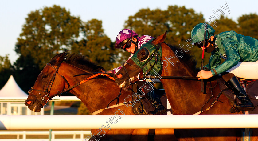 Seaforth-0005 
 SEAFORTH (Finley Marsh) beats GOOD LUCK CHARM (right) in The Betway Apprentice Handicap
Lingfield 4 Aug 2020 - Pic Steven Cargill / Racingfotos.com