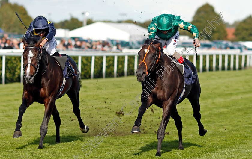 Euginio-0005 
 EUGINIO (right, Andrea Atzeni) beats ANOTHER ECLIPSE (left) in The crownhotel-bawtry.com Handicap Doncaster 14 Sep 2017 - Pic Steven Cargill / Racingfotos.com