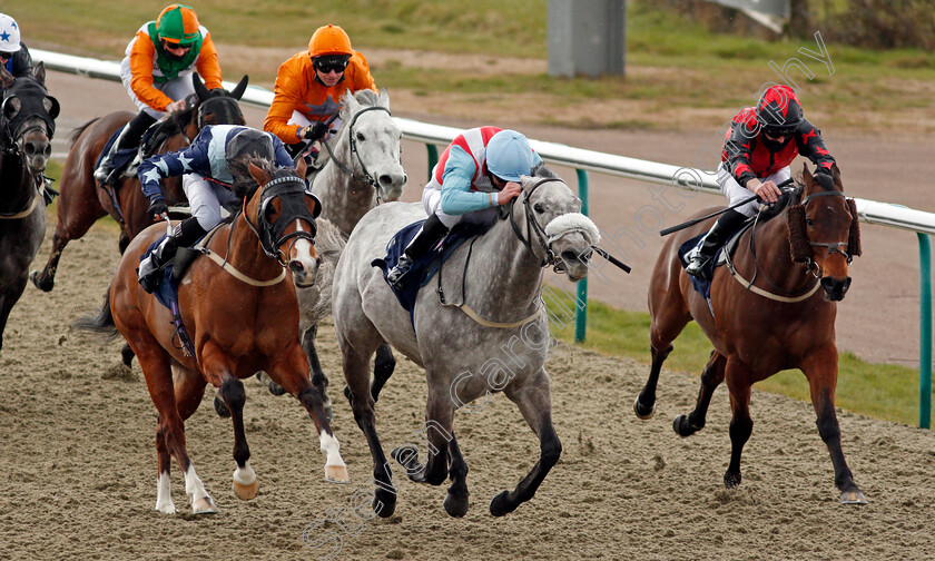 Thegreyvtrain-0002 
 THEGREYVTRAIN (centre, Martin Harley) beats SHINING (left) and BIG TIME MAYBE (right) in the Heed Your Hunch At Betway Handicap
Lingfield 6 Mar 2021 - Pic Steven Cargill / Racingfotos.com