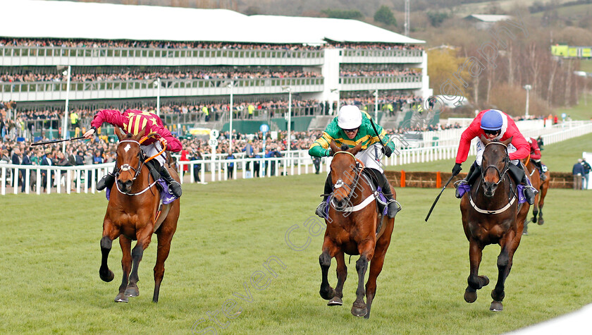 Champ-0001 
 CHAMP (centre, Barry Geraghty) beats MINELLA INDO (left) and ALLAHO (right) in The RSA Insurance Novices Chase
Cheltenham 11 Mar 2020 - Pic Steven Cargill / Racingfotos.com