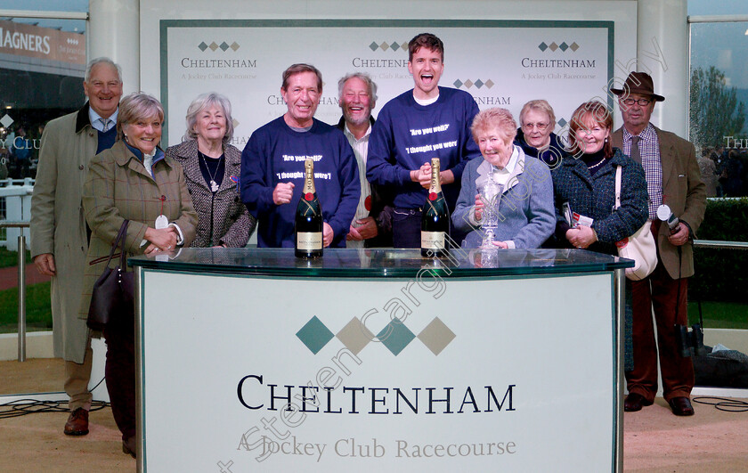 Southfield-Theatre-0006 
 Presentation by Derek Thompson and Greg James to Southfield Racing for The Are You Well, I Thought You Were Open Hunters Chase won by SOUTHFIELD THEATRE
Cheltenham 3 May 2019 - Pic Steven Cargill / Racingfotos.com