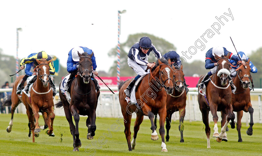 Hamada-0002 
 HAMADA (2nd left, William Buick) beats CROWNED EAGLE (2nd right) and CONTANGO (right) in The Sky Bet First Race Special Jorvik Handicap York 16 May 2018 - Pic Steven Cargill / Racingfotos.com